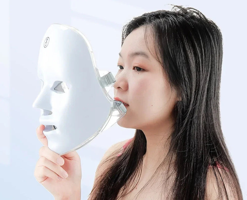 Máscara facial led sem fio, terapia de fótons de luz vermelha, anti-envelhecimento, antirrugas, remoção de acne, 7 cores, máscara facial, cuidados com a pele, dispositivo de beleza - MUNIQUE SOTTILI ACESSÓRIOS