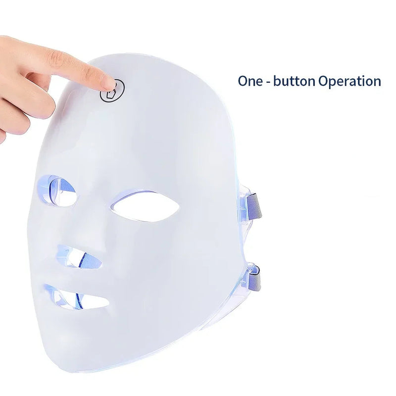 Máscara facial led sem fio, terapia de fótons de luz vermelha, anti-envelhecimento, antirrugas, remoção de acne, 7 cores, máscara facial, cuidados com a pele, dispositivo de beleza - MUNIQUE SOTTILI ACESSÓRIOS