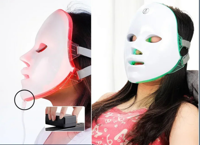 Máscara facial led sem fio, terapia de fótons de luz vermelha, anti-envelhecimento, antirrugas, remoção de acne, 7 cores, máscara facial, cuidados com a pele, dispositivo de beleza - MUNIQUE SOTTILI ACESSÓRIOS